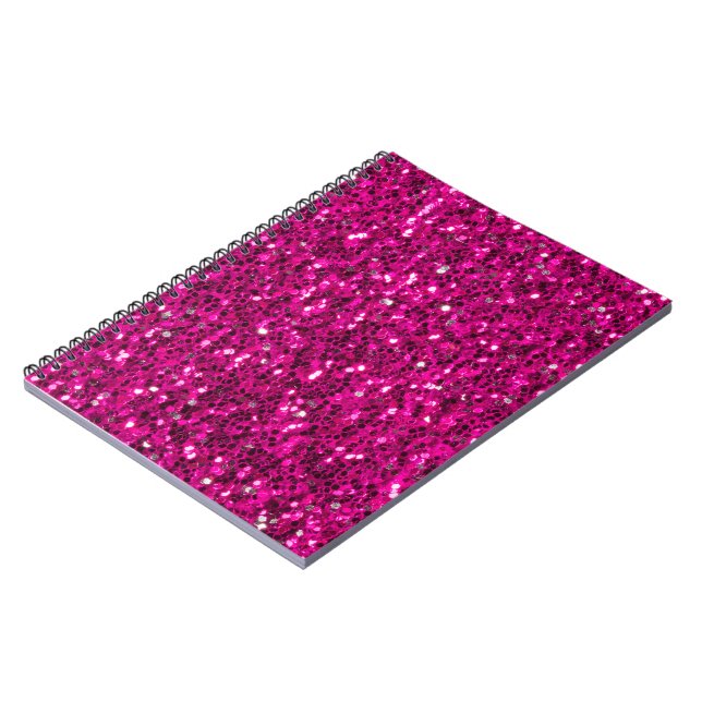 Varm rosa gnistrande falskt glitter anteckningsbok (Vänstra Sidan)