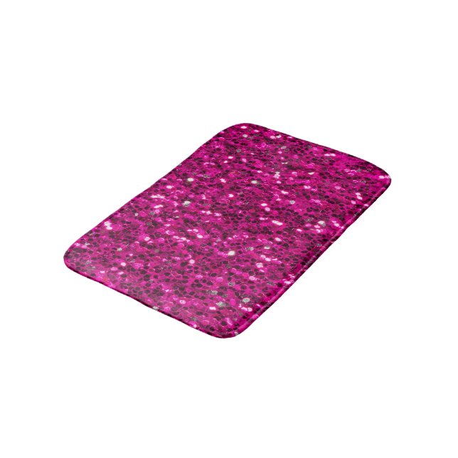 Varm rosa gnistrande falskt glitter badrumsmatta (Vinklad)