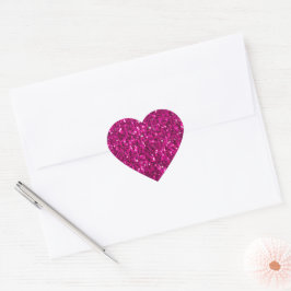 Varm rosa gnistrande falskt glitter hjärtformat klistermärke