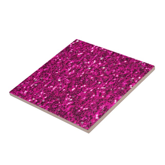 Varm rosa gnistrande falskt glitter kakelplatta (Sidan)