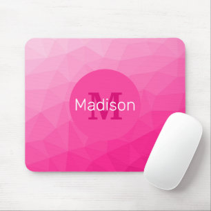 Varm rosa gradient geometrisk nätmönster monogram musmatta