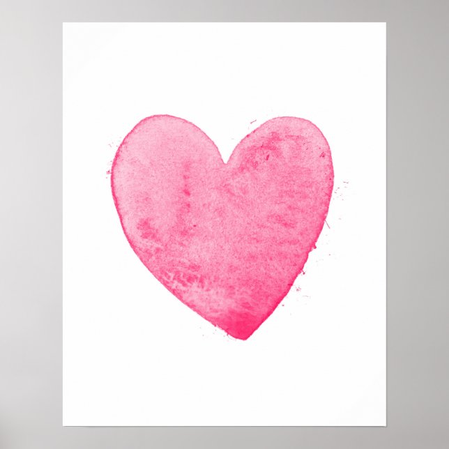 Varm rosa hjärta konsttryck poster (Framsidan)