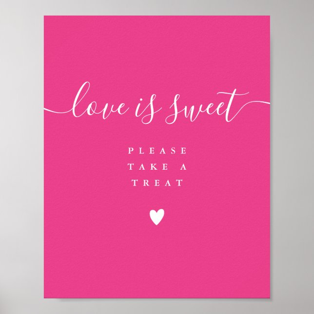 Varm Rosa Kärlek Är Söt Liten Förmånsskylt Poster (Framsidan)