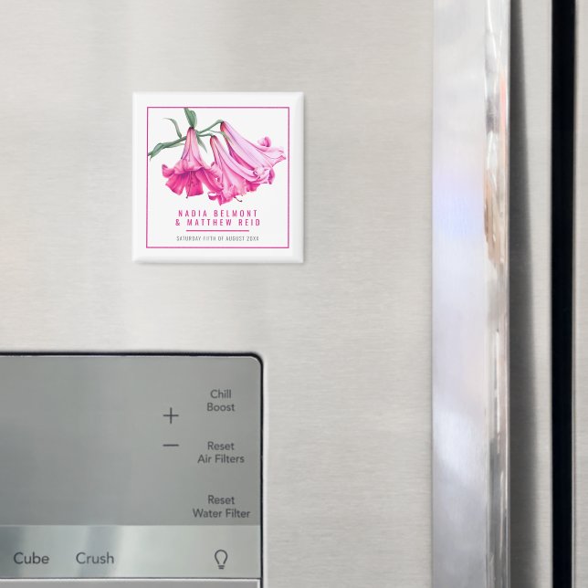 Varm rosa lilja blommande vigselfest anpassad gåva magnet (In Situ (Fridge))