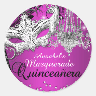 Varm rosa ljuskrona masquerade Quinceanera dekal Runt Klistermärke