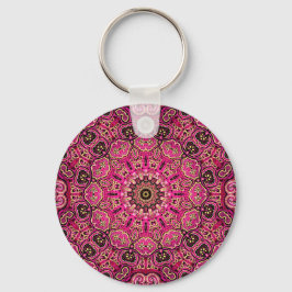Varm rosa mandala geometrisk design nyckelring