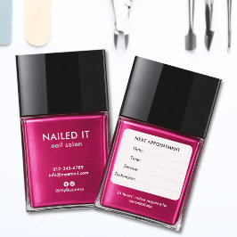 Varm rosa nagellack flaska Nagelsalongbokning Tidsbeställning Kort
