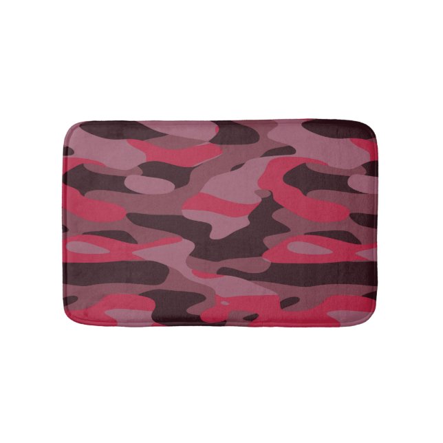 Varm rosa och Burgunder Kamouflage Badrumsmatta (Framsidan)