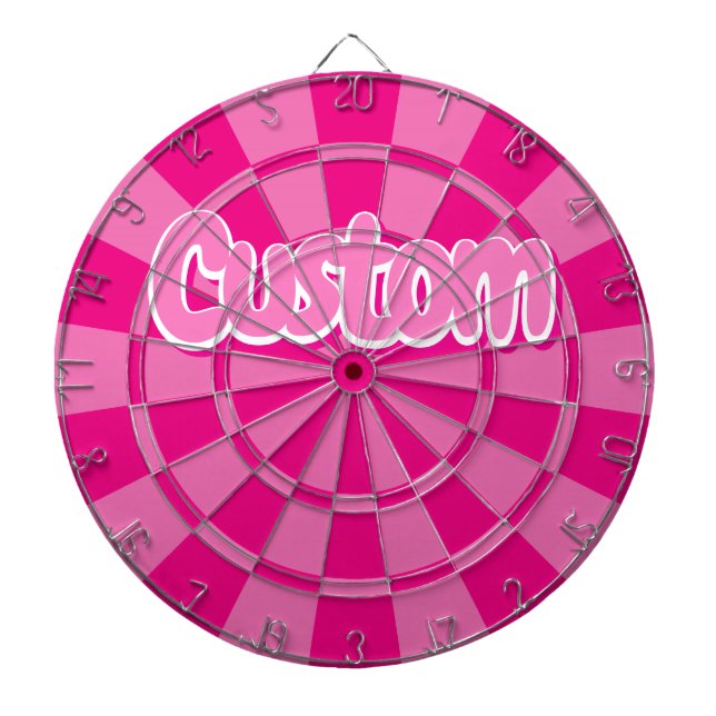 Varm rosa och rosa färg vit kantad anpassad text darttavla (Framsidan)