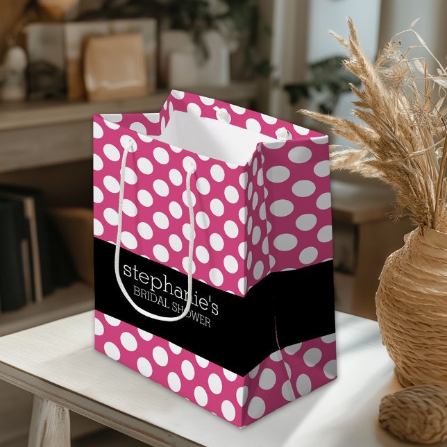 Varm rosa och svart bröllopsdusch Preppy-mönster (Custom Gift Bag)