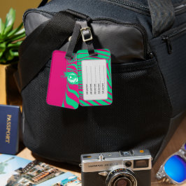 Varm rosa och teal turkos Pop Art Zebratryck Bagagebricka