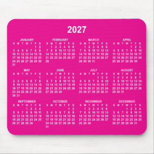 Varm rosa och vit 2027-kalender musmatta