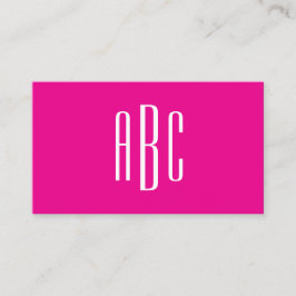 Varm rosa och vit enkel tresiffrig monogram visitkort