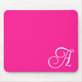 Varm rosa och vit lockig scriptmonogram musmatta