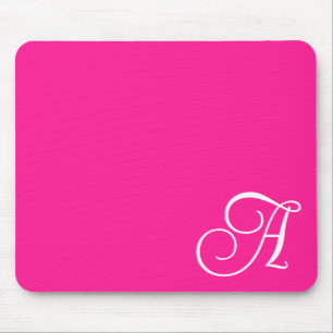 Varm rosa och vit lockig scriptmonogram musmatta