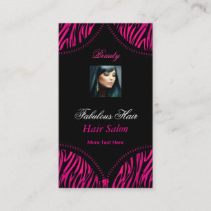 Varm rosa svart 2 ZEBRA vik över Beauty frisörsalo Visitkort