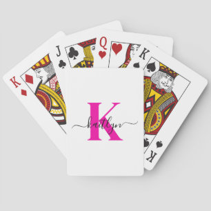 Varm rosa svart initial namnmonogram casinokort
