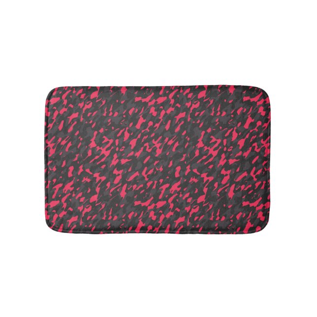 Varm rosa Svart Lila Kamouflage Abstrakt Badrumsmatta (Framsidan)
