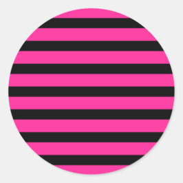 Varm Rosa & Svart Mode Rand Ränder Party Runt Klistermärke