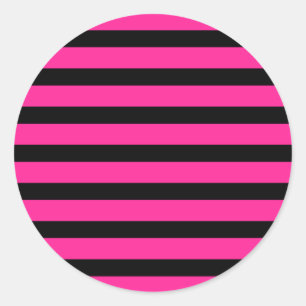 Varm Rosa & Svart Mode Rand Ränder Party Runt Klistermärke