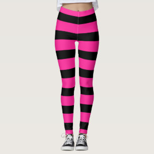 Varm rosa & svart modestreck strimmor leggings