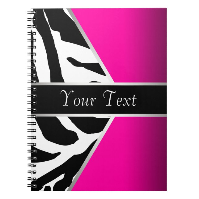 Varm rosa svart zebra spiralanteckningsbok anteckningsbok (Framsidan)