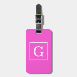 Varm Rosa Vit Ram Initial Monogram Bagagebricka