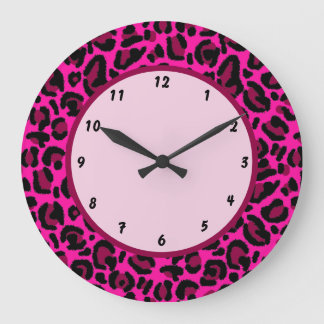 Varm rosa y2k leopardmönster stor klocka