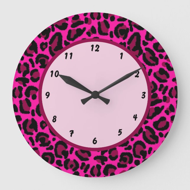 Varm rosa y2k leopardmönster stor klocka (Framsida)