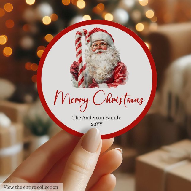 Varm Santa Claus Mysig Julpresent Etikett (Warmish Santa Claus Cozy Christmas Gift Label)