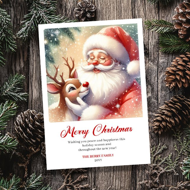 Varm Santa och Rudolph traditionellt julkort (Warm Santa And Rudolph Traditional Christmas Greeting Card)