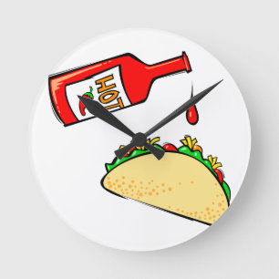 Varm sås som är genomblöt på tacoen rund klocka