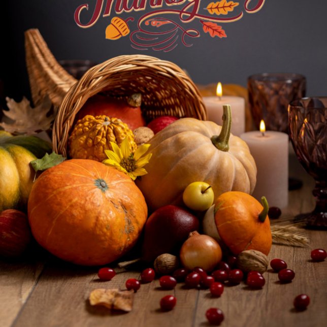 Varm Skördefest – Inbjudan till Thanksgiving ("Gather around the table and give thanks for life's harvest")