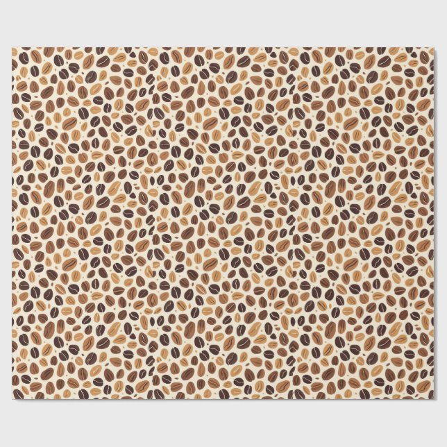 Varm sömlös kaffebönsmönster i rostade toner presentpapper (Platt)