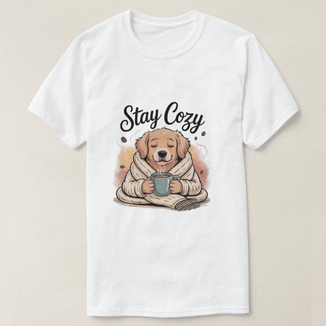 Varm stund: Sött hundvalp med het choklad/kaffe T Shirt (Design framsida)