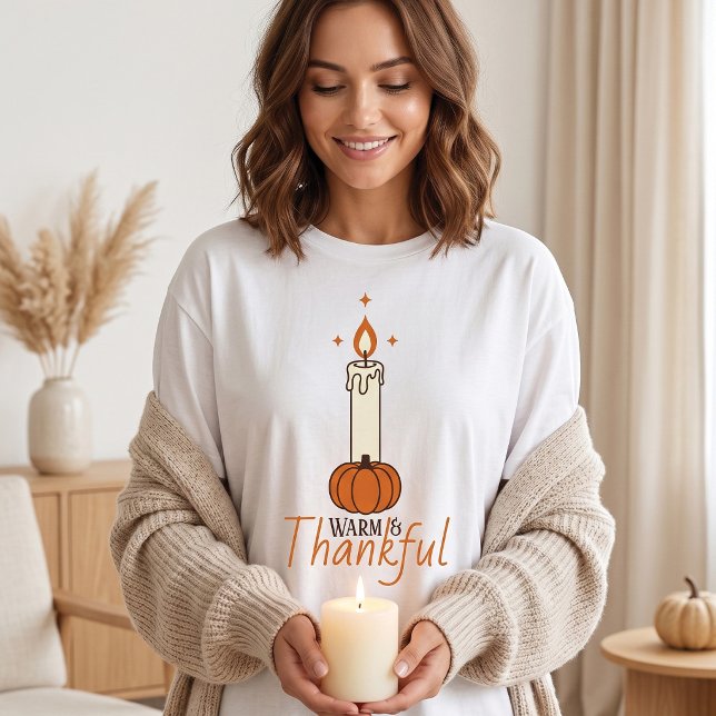 Varm & Tacksam Thanksgiving Mysig Höst Ljus T Shirt (Skapare uppladdad)