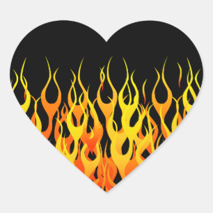 Varm tävla flammar grafiskt hjärtformat klistermärke