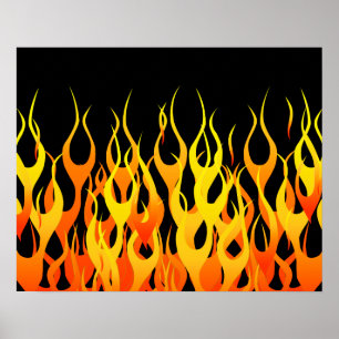 Varm tävla flammar grafiskt poster