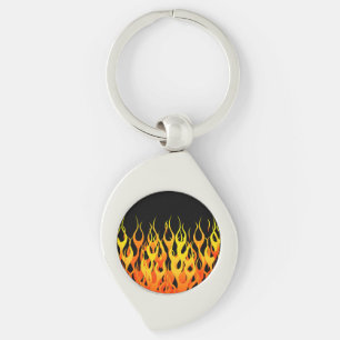 Varm tävla flammar grafiskt swirl silverfärgad nyckelring