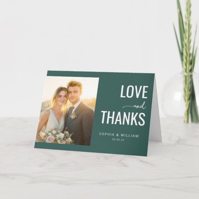 Varm Teal Kärlek Tack Kort (Framsida)