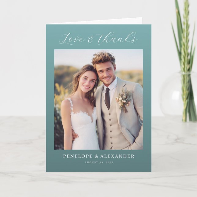 Varm Teal Modern Fotografi Tack Kort (Framsida)