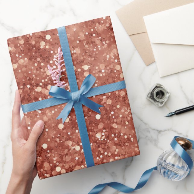 Varm Terrakotta Glöd Beige Glittermönster Presentpapper (Gifting)