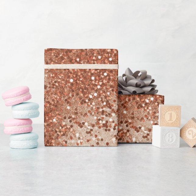 Varm Terrakotta Glöd Beige Glittermönster Presentpapper (Baby Shower)