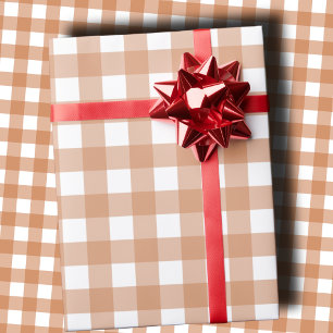 Varm Terrakotta och Vit Rutig Gingham Presentpapper