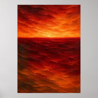 Varm Texturerad Horisont Abstrakt i Crimson och Or Poster