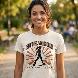 Varm tjej Promenad Klubb Trendig Fitness Retro Sol T Shirt