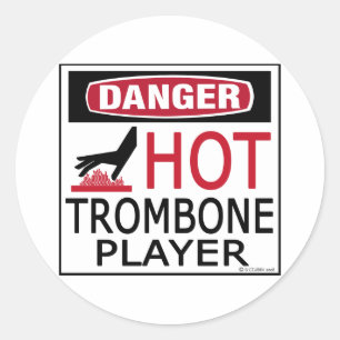 Varm Trombonespelare Runt Klistermärke