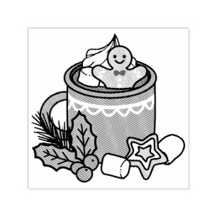 Varm upp med Snö-kallelse - vinterdryck Självfärgande Stämpel