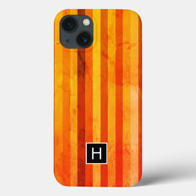 Varm Väderbiten Orange Röd Randig Monogram (Baksida)