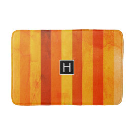 Varm Väderbiten Orange Röd Randig Monogram Badrumsmatta